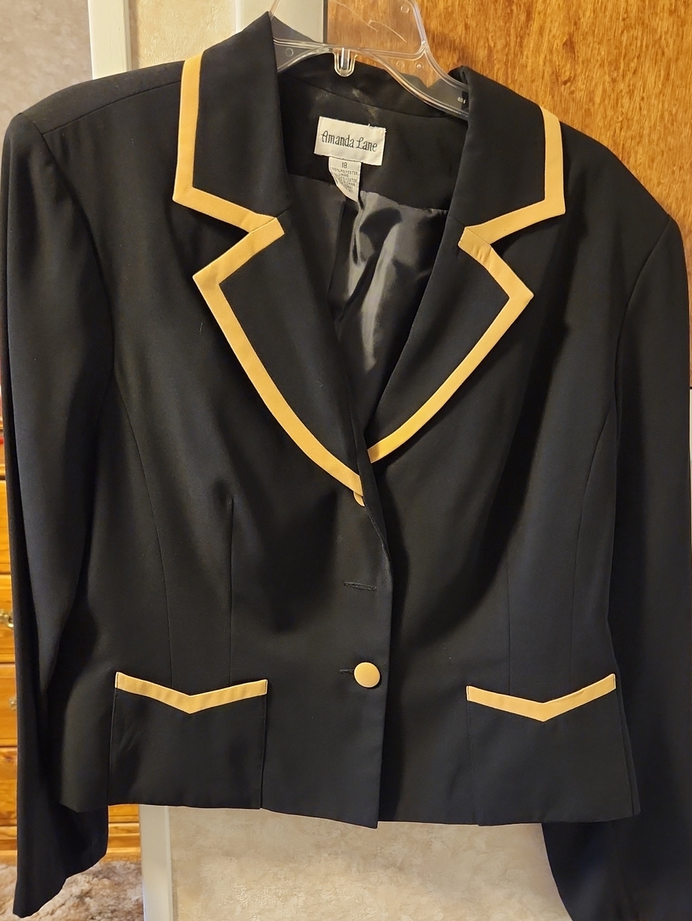 18-Amanda Lane Black Blazer with Gold Trim. Worn 3 Times With New Skirt List#111